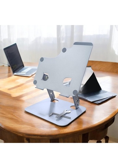 Katlanabilir Metal Alaşımlı Yükseklik Ve Açı Ayarlı Kaydırmaz Tablet Notebook Ve Laptop Standı Laptop Notebook Ve Tablet Standı Gümüş N6