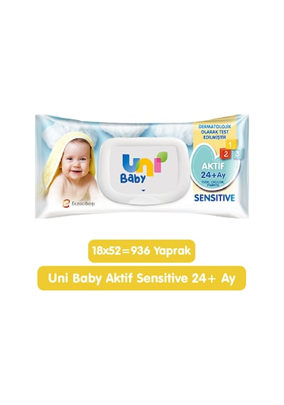 Uni Baby Aktif Sensitive Islak Mendil 18x52 936 Yaprak