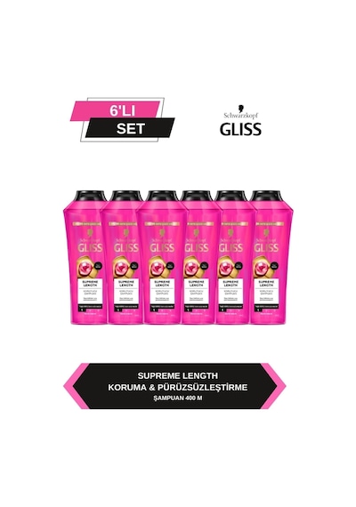 Gliss Supreme Length Uzun Saçlara Özel Şampuan 6 x 400 ML