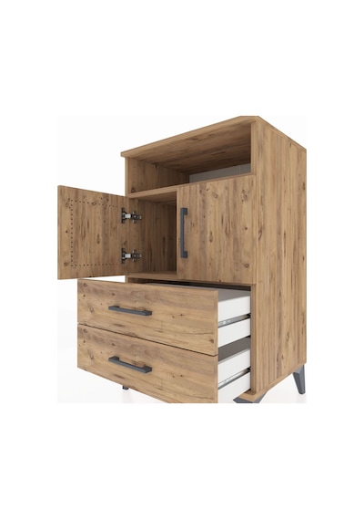 Hyperion Komodin 2 Raflı 2 Çekmeceli 2 Kapaklı 60x44x96 Çam-çam Çam