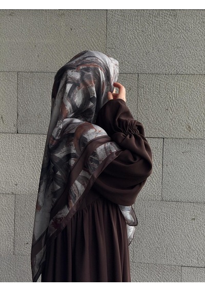 Qalortex Scarf Pamuklu Soft Fırça Desen Eşarp-kahve