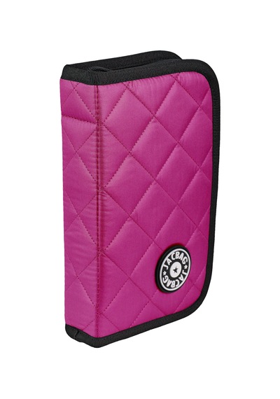 Jacbag Cover Soft-sert Kapaklı Ayraçlı Kapitone Kalem Kutusu Cover Soft-pembe renkli
