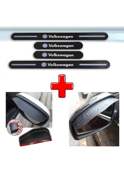 Volkswagen Caddy Uyumlu Carbon Kapı Eşiği + Ayna Yağmur Koruyucu (552940361)