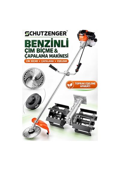 Schutzenger Hp-97 Benzinli Ot Çim Biçme Toprak Eşeleme Çapalama Makinesi 2 Zamanlı Motor Turbo Germany