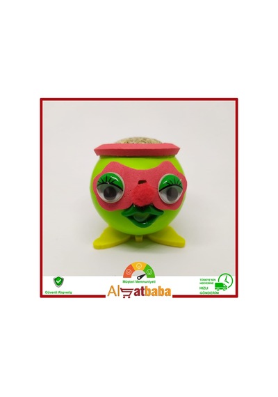 Emojili Çim Adam Hareketli Gözlü Kırmızı