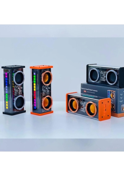 Şeffaf Mecha Müzik Tws Stereo Rgb İşıklı Hoparlör Kablosuz Bluetooth 5.0 Taşınabilir Hoparlör V9