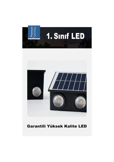 Astec Gün Işığı 20 Watt Solar Bahçe Led Aydınlatma Güneş Enerjili Otomatik Yanar 8 Led Bahçe Aplik