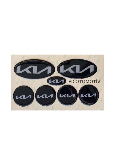 Kia Ceed, Rio, Cerato 117 X 58 Mm Özel Yeni Yazılı Kia Logo Amblem Takım Siyah-gri