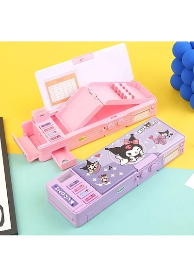 Sanrio Kuromi Çok Fonksiyonlu Şifreli Kalem Kutusu Mor Kuromi Kalemlik Sanrio Kore Tarzı Mor