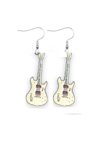 Siyah Gitar Küpe Çok Renkli