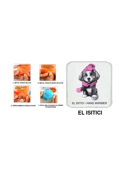 Kırmızı Bereli Köpek Cep Sobası,el Isıtıcı,sıcak Su Torbası Pvc 10x9,5cm Beyaz