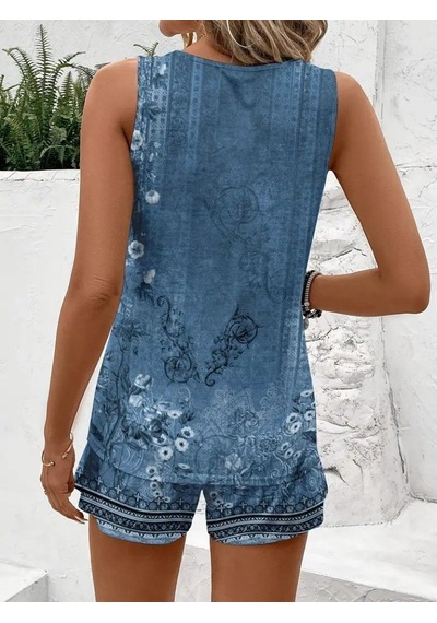 Buğrahayalin Kadın Askılı Yuvarlak Yaka Çiçek Baskılı Süprme Bluz Ve Short Ikili Takım Mavi Buğrahayalin Kadın Askılı Yuvarlak Yaka Çiçek Baskılı Süprme Bluz Ve Short Ikili Takım Mavi