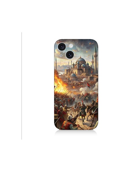 Apple Uyumlu iPhone 15 Ay Ve Kurt Desenli Silikon Kılıf Silikon