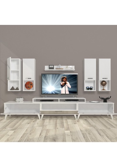 Decoraktiv Ekoflex 8da Mdf Retro Tv Ünitesi Tv Sehpası Beyaz