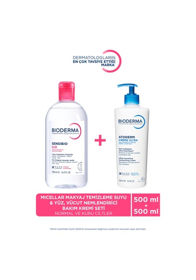 Atoderm Normal Ve Kuru Ciltler Nemlendirici Yüz Vücut Bakım Kremi 500 Ml Ve Sensibio Misel Su 500 Ml - 660308637