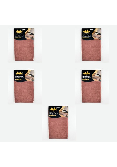 Miss Clean Mikrofiber Kareli Yüzey Cam Temizlik Bezi 40x40 Cm Süper Emici -kahverengi - 3'lü 5 Paket