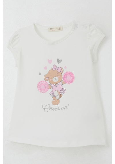 Breeze Kız Çocuk Taytlı Takım Dansçı Neşeli Ayıcık Baskılı 1.5-5 Yaş, Ekru Ekru