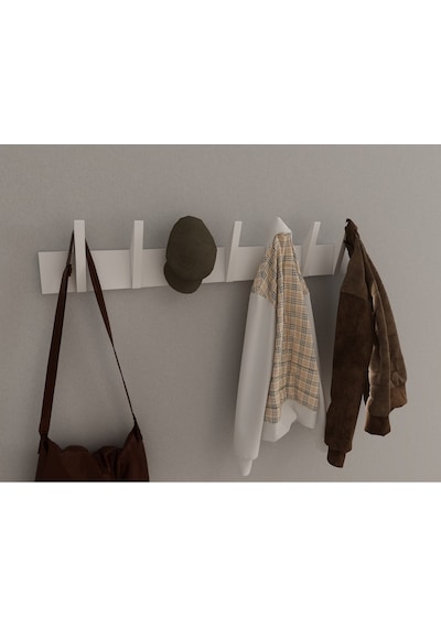 Hepsi3boyutlu Modern Duvar & Kapı Kanca Askılık - 7 Adet Beyaz Kanca Askılık - Model No : 4 Beyaz