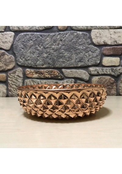 Piramit İşlemeli Bakır Hamam Tası Bakır