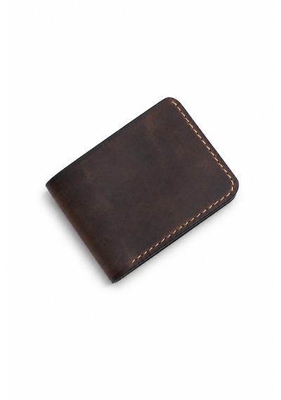 Craft & Luna Hakiki Deri Erkek Bifold Cüzdan Castle El Yapımı Kişiselleştirilebilir Kahverengi