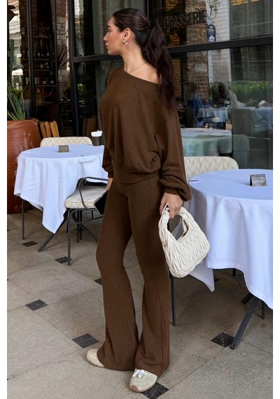 Seeh Kahverengi Bluz Pantolon İkili Takım Sh314 Standart