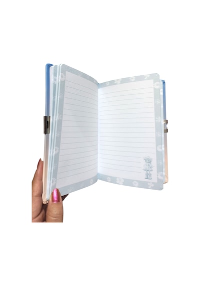 Sevimli Kız Hatıra Defteri Günlük Kilitli Defter 80 Yaprak - Mavi Saçlı Kız Mavi