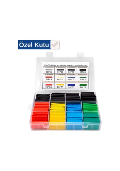 560 Parça Kablo Hasar Tamir Paketi Isıyla Daralan Renkli Makaron Seti Yalıtım Koruma Kit