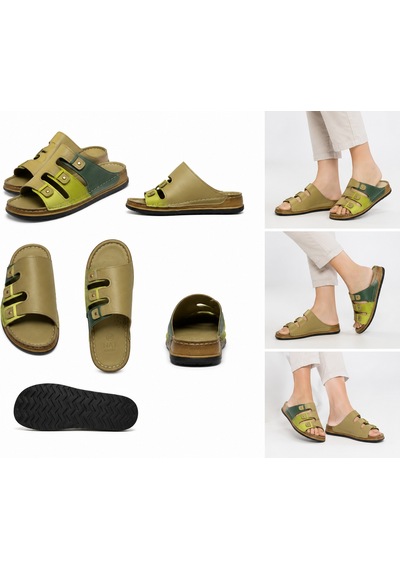 N Napa Shoe Np.301.yeşil Deri Terlik