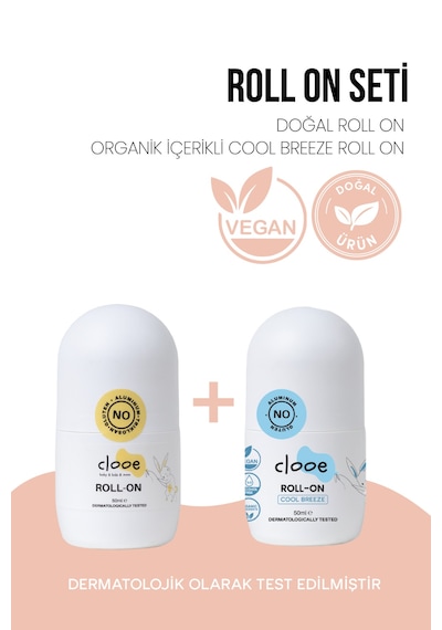 Alkol Ve Alüminyum İçermeyen Hassas Ciltlere Özel Leke Yapmayan Yapışkanlık Bırakmayan Doğal Roll On Deodorant Avantajlı 2'li Set 2x50 Ml