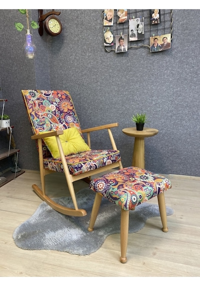 Asedia Trend Naturel Retro Sallanan Sandalye Koltuk