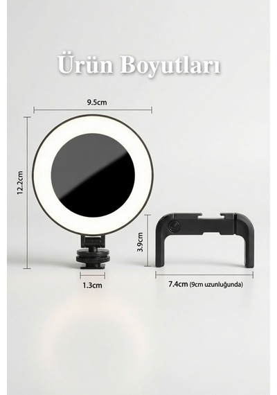 Aynalı Şarjlı Ring Light Telefon İçin Klipsli Led Selfie Işığı