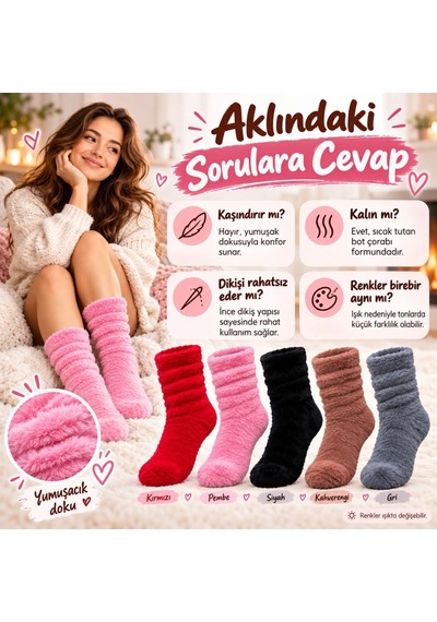 Ren.ga.renk Kadın 3'lü Peluş Bot Çorap Seti Kırmızı Pembe Siyah Yumuşacık Tüylü Büzgülü Rahat Kışlık Ev Çorabı Renk: Çok Renkli Beden: 36-40 Adet: 3 Rengaren Ren.ga.renk Kadın 3'lü Peluş Bot Çorap Seti Kırmızı Pembe Siyah Yumuşacık Tüylü Büzgülü Rahat Kışlık Ev Çorabı Renk: Çok Renkli Beden: 36-40 Adet: 3 Rengaren