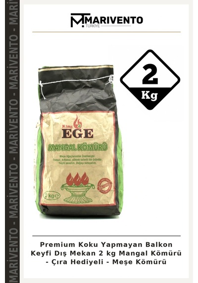 Premium Koku Yapmayan Balkon Keyfi Dış Mekan 2 Kg Mangal Kömürü - Çıra Hediyeli - Meşe Kömürü