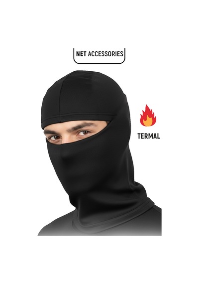Neler Geldi Neler 2'li Set Siyah Polar Boyunluk Ve Polar Kar Maskesi Unisex Kışlık Polar Termal Soğuk Hava Koruyucu