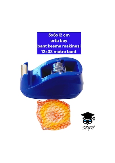 Bant Kesme Makinesi, Orta Boy 5x6x12 Cm, 12x33 Metre Bant, Mavi 1