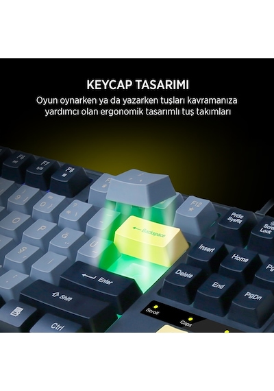 James Donkey Jdk87 Rainbow Mekanik Hisli Membran Türkçe Q Gaming 87 Tuş Klavye Siyah
