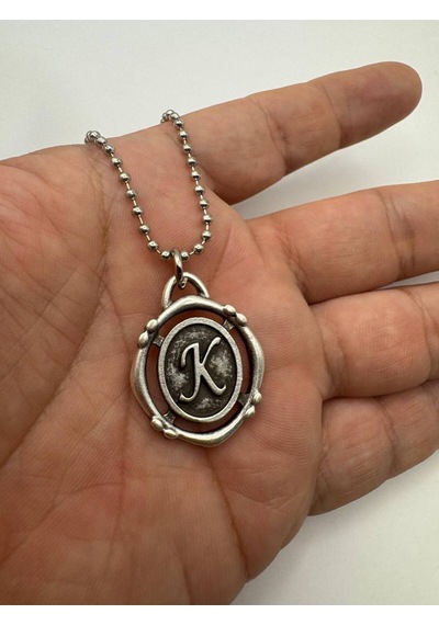 K Harfli Antik Unisex Kolye Kişisel, Zarif Ve Özgün Tasarım Çok renkli