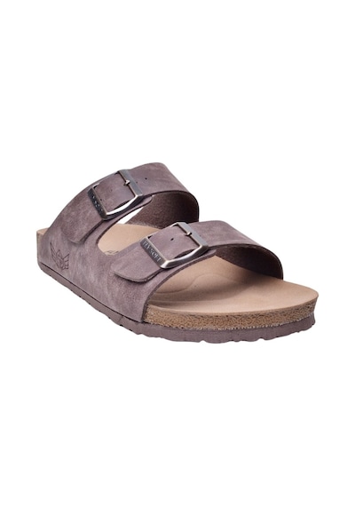 Fly Soft S903-002 Erkek İki Tokalı Mantar Tabanlı Yazlık Comfort Terlik Kahve Siyah