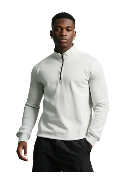Yarım Fermuar Sweatshirt Bej
