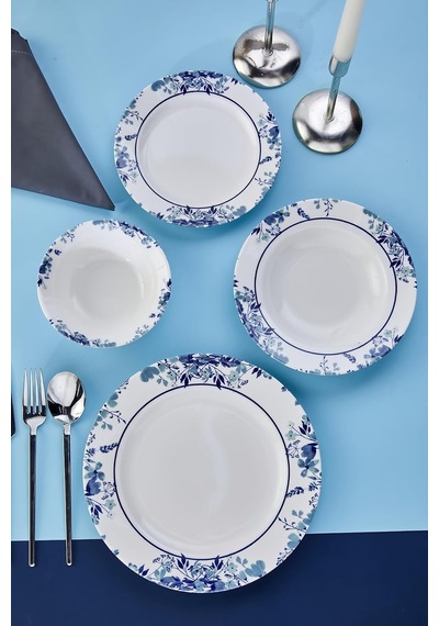 Bellune 24 Parça Porselen Yemek Takımı, Lacivert, Ckr4802 Diğer