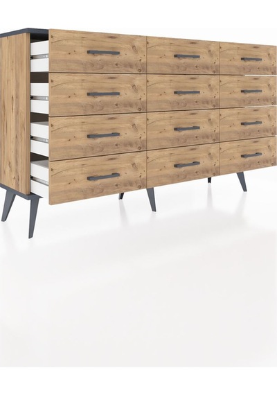 Arges Konsol 12 Çekmeceli 132x30x83 Çam-antrasit/çam Antrasit/çam Arges Konsol 12 Çekmeceli 132x30x83 Çam-antrasit/çam Antrasit/çam
