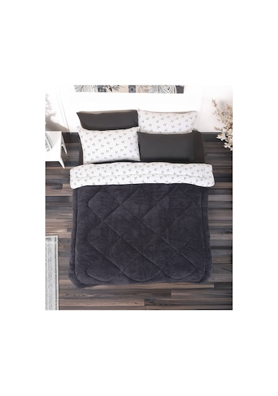 Welsoft Çift Kişilik Yorgan 195x215 Cm Çift Taraflı Ultra Yumuşak Silikon Dolgulu Siyah Siyah