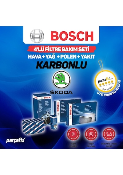 Skoda Octavia 1.6 Tdı Bosch  4'Lü Filtre Seti 2009-2012 Karbonlu