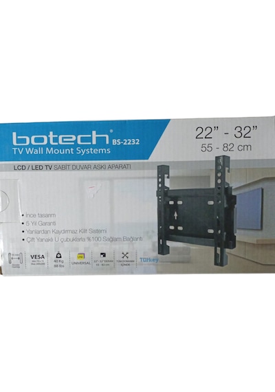 Botech 22"-32" 55-82 cm Lcd Led Tv Sabit Duvar Askı Aparatı Tv As