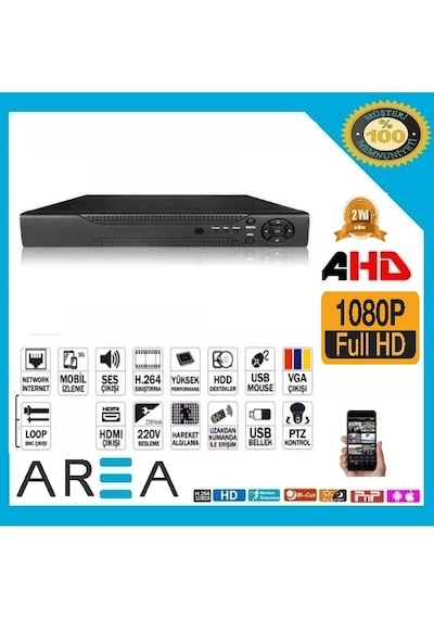 2Mp 16 Kanal Ahd Kamera Kayıt Cihazı H265 Full Hd
