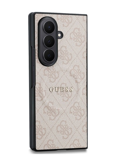 Galaxy Z Fold 8 Ultra Kılıf Guess Lisanslı M-safe Uyumlu 4g Desenli Yazı Logolu Pu Deri Kapak Pembe