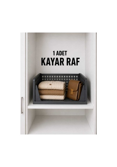 Rayflex Kayar Raf Sistemi, Dolap İçi Düzenleyici Çekmece Ve Organizer Çok Amaçlı Mutfak Rafı 1 Adet Antrasit Gri