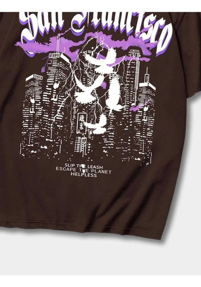 Noıssey Kahverengi Baskılı Oversize Unisex