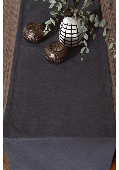 Lexroo Fabric Design Kadife Dokulu Modern Antrasit Runner