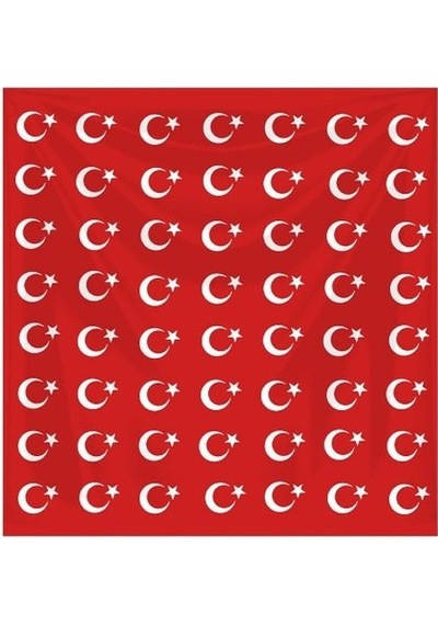 Herşey Nota Ay Yıldız Kırmızı Fular Bandana 1787 Çok Renkli